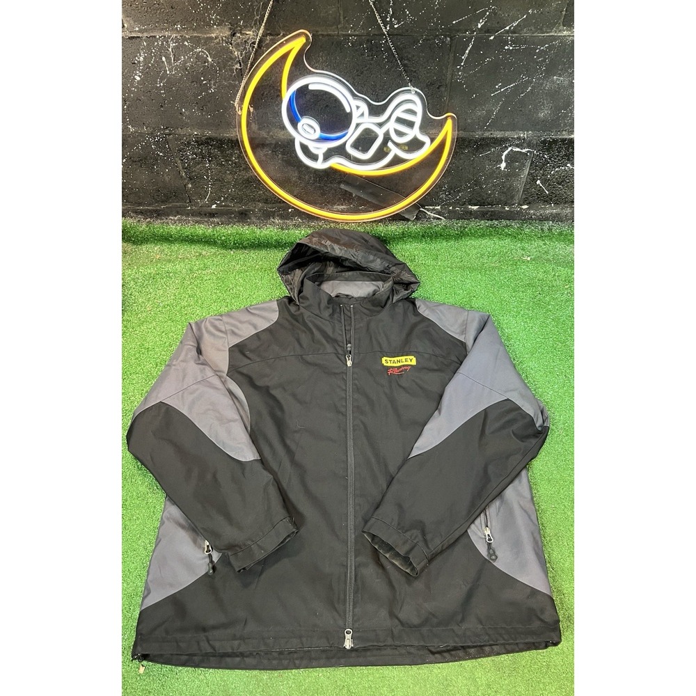 Stanley Racing Port‎ Authority Men's Black Windbreaker Hooded Jacket Size XXL